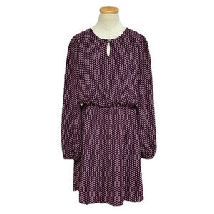 Motivi Long Sleeve Blouson Dress Keyhole Red Blue Size Medium M